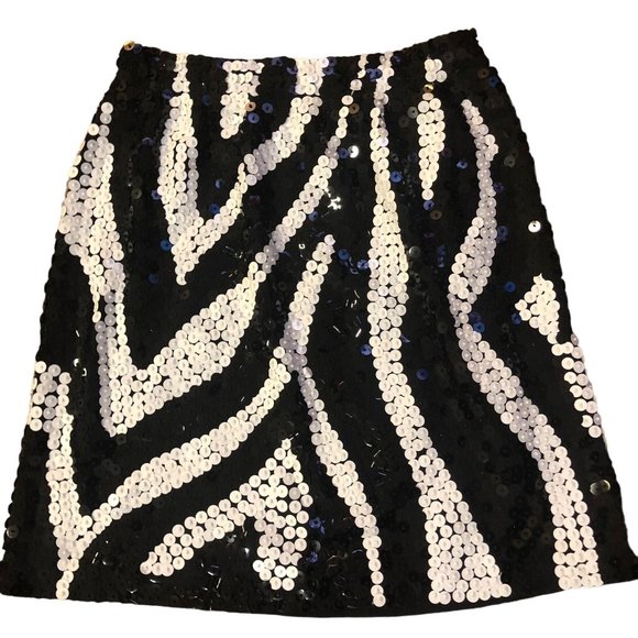 Vintage Cedars Skirt Womens M New with Defects Sequined Black Cream - Picture 16 of 16